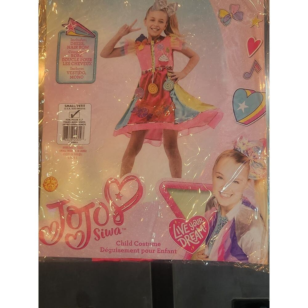 JoJo Siwa Child Costume Small 4-6 Disguise Dress Hair Bow Halloween Girls